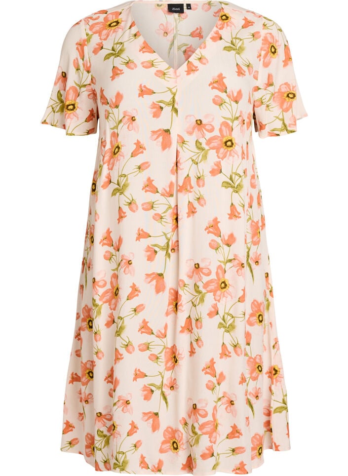 Viscose A-lijn jurk, Roze, Packshot image number 0