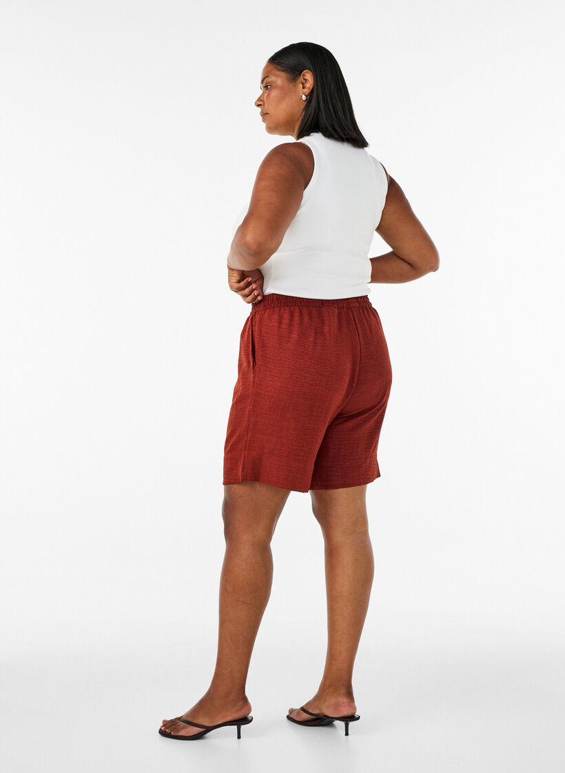 Korte broek met zakken en hoge taille, Rood, Model image number 2