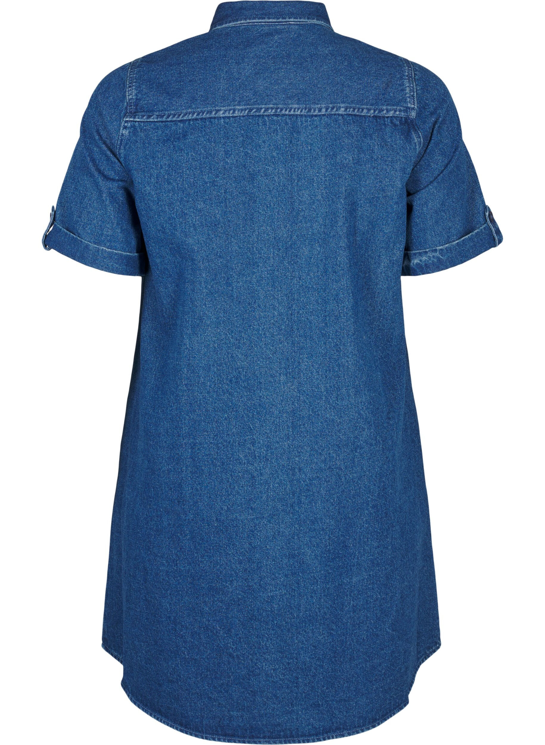 ZizziDenimjurk met korte mouwen en knopen, Blauw, Packshot image number 1