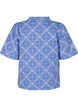 Blouse met korte mouwen en geborduurd patroon, Blauw, Packshot image number 1