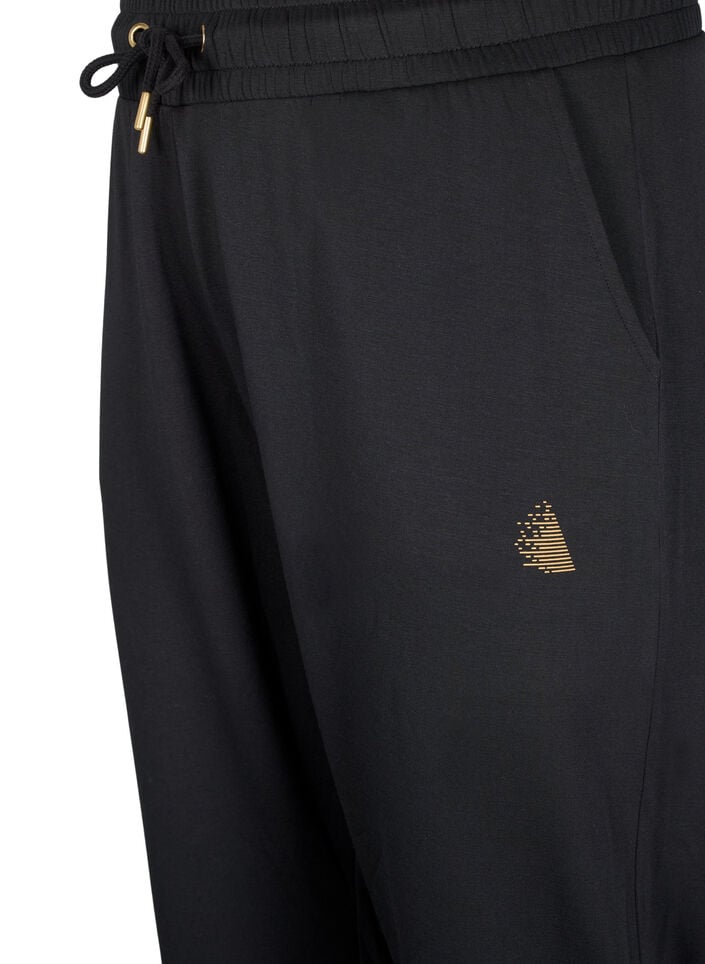 Joggingbroek met zakken en hoge taille, Black, Packshot