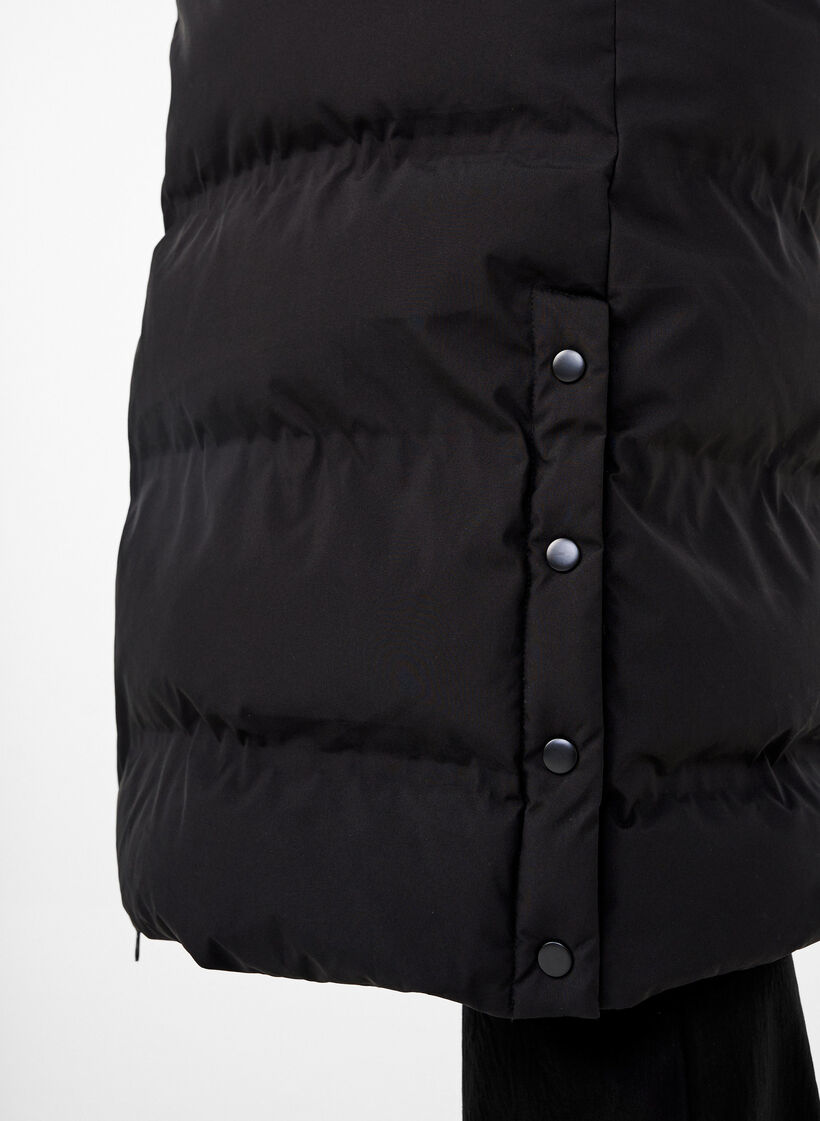 Lange puffer winterjas met capuchon, Zwart, Model image number 3