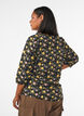Blouse van viscose met patroon en 3/4-mouwen, Zwart, Model image number 2