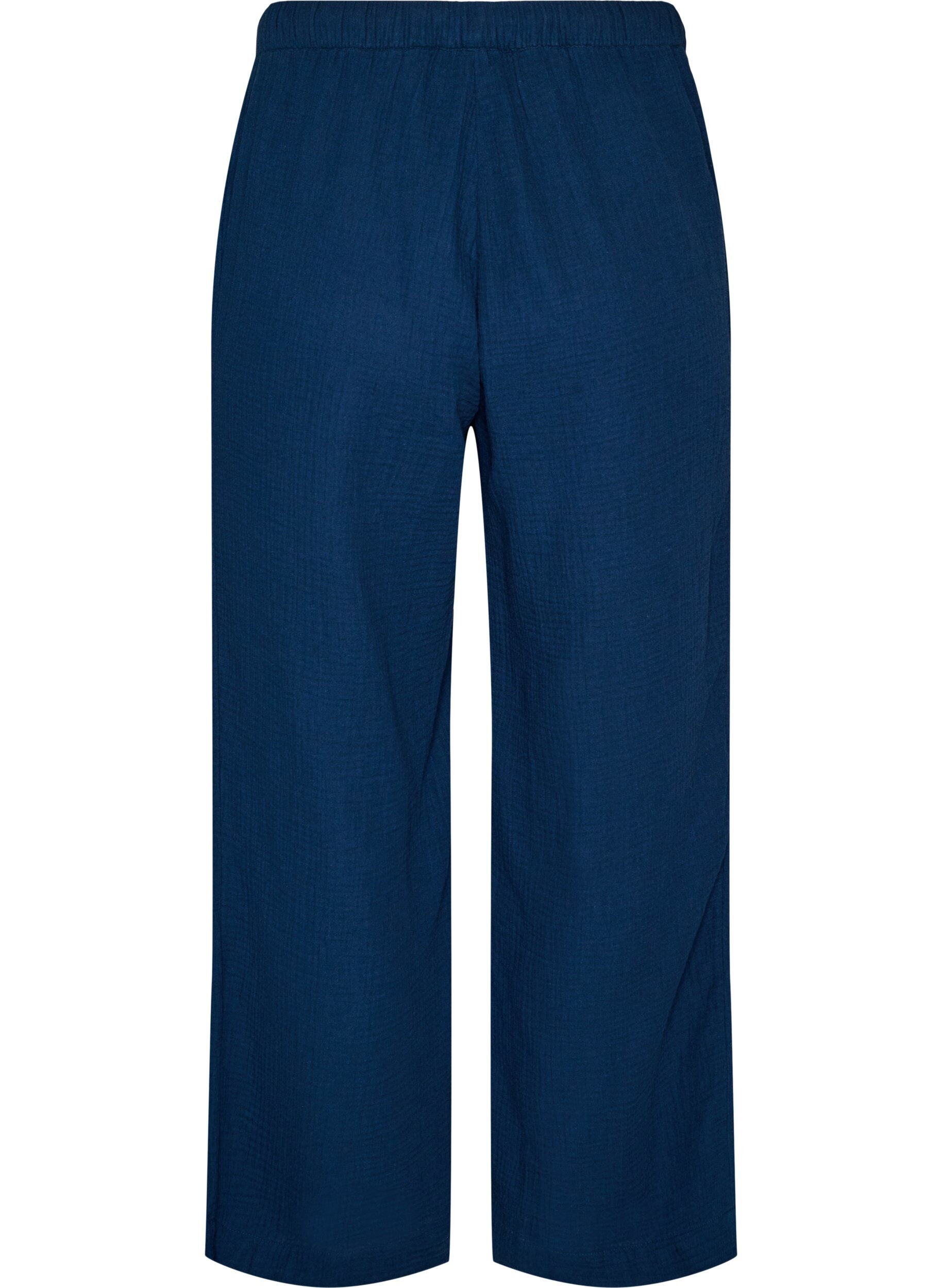 ZizziPantalon de pyjama ample en mousseline de coton, Bleu, Packshot image number 1
