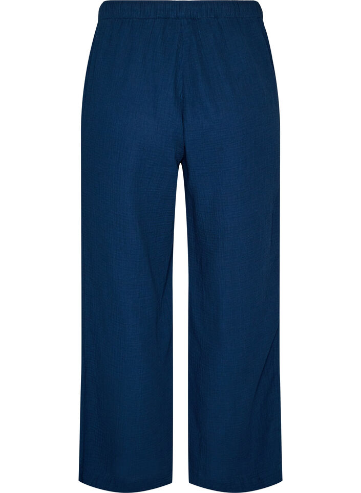 Pantalon de pyjama ample en mousseline de coton, Bleu, Packshot image number 1