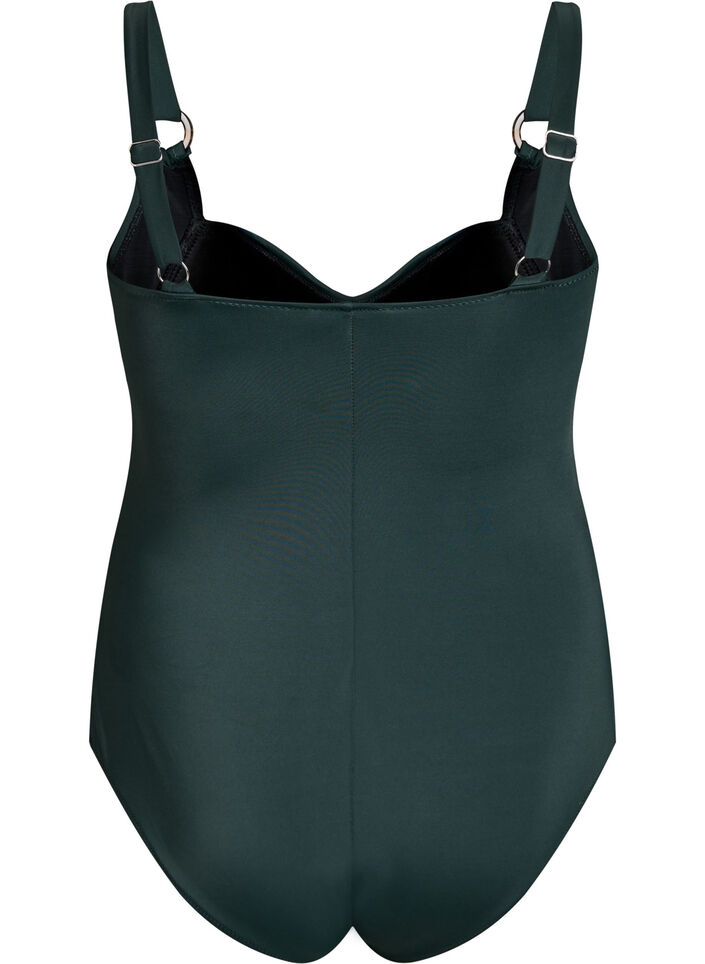 Gewatteerd badpak met draperie, Groen, Packshot image number 1