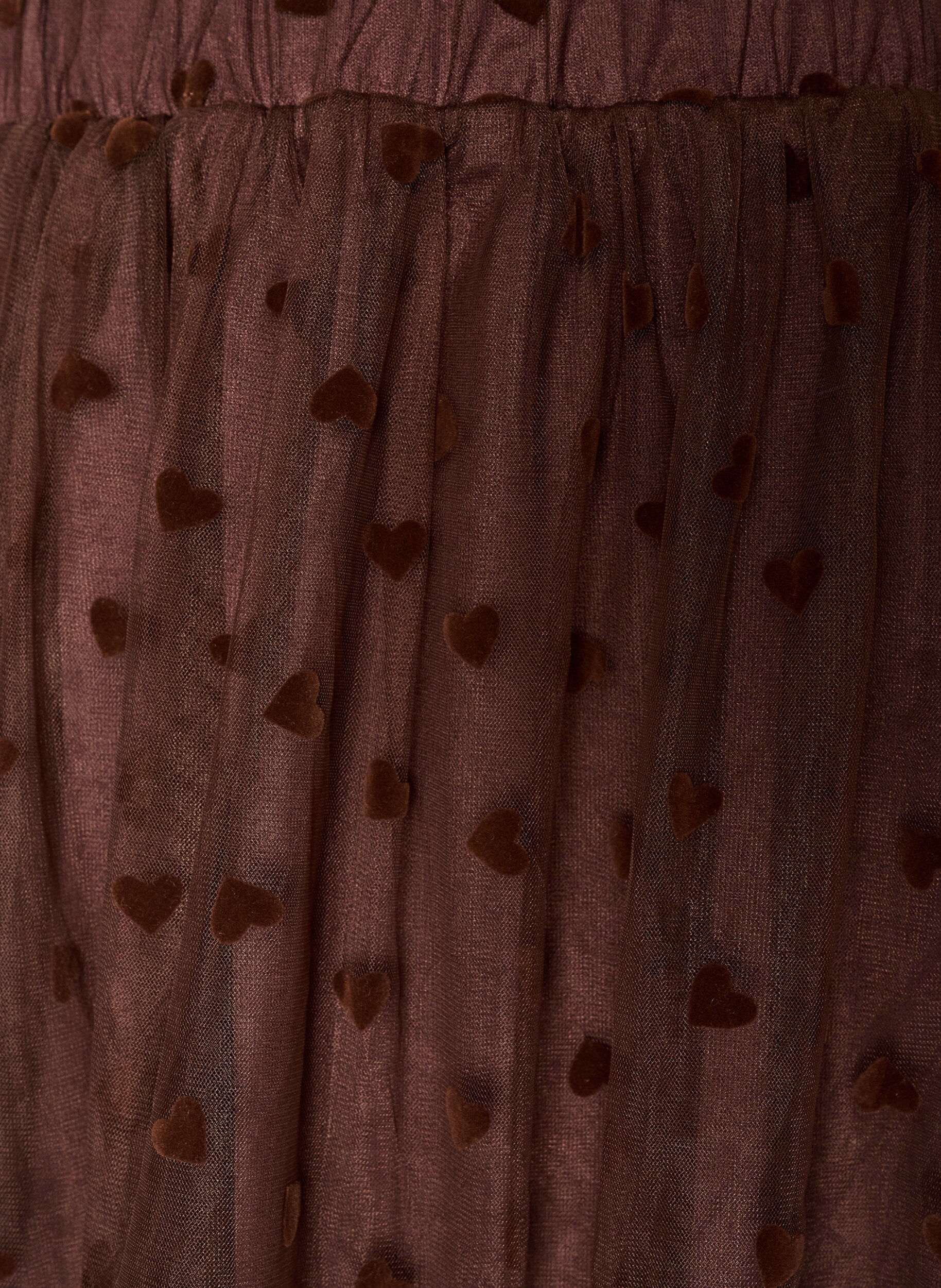 ZizziMidi-tule rok met hartjes, Bruin, Packshot image number 2
