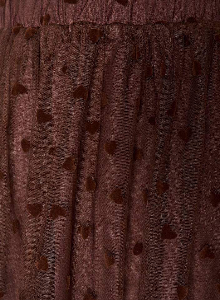 Midi-tule rok met hartjes, Bruin, Packshot image number 2