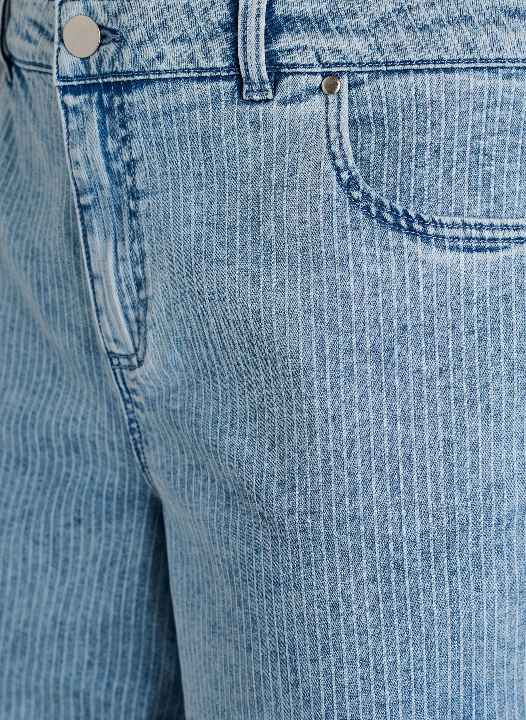 ZizziPinstripe wijde-pijp culotte-jeans, Blauw, Packshot image number 2