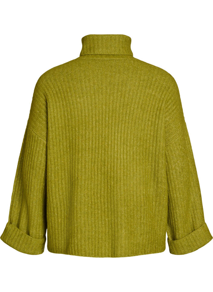 Gebreide top met col, Groen, Packshot