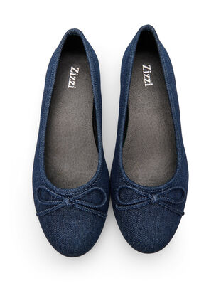ZizziWide fit - Denim ballerina met strik, Blauw, Packshot image number 2