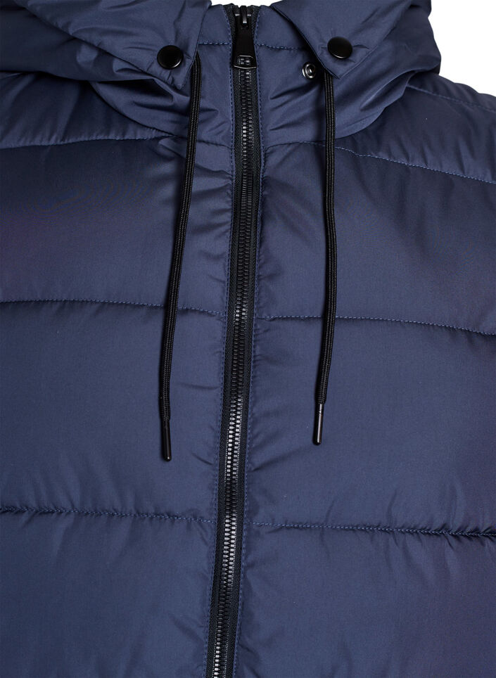Lange vest met capuchon en zakken, Blauw, Packshot image number 2