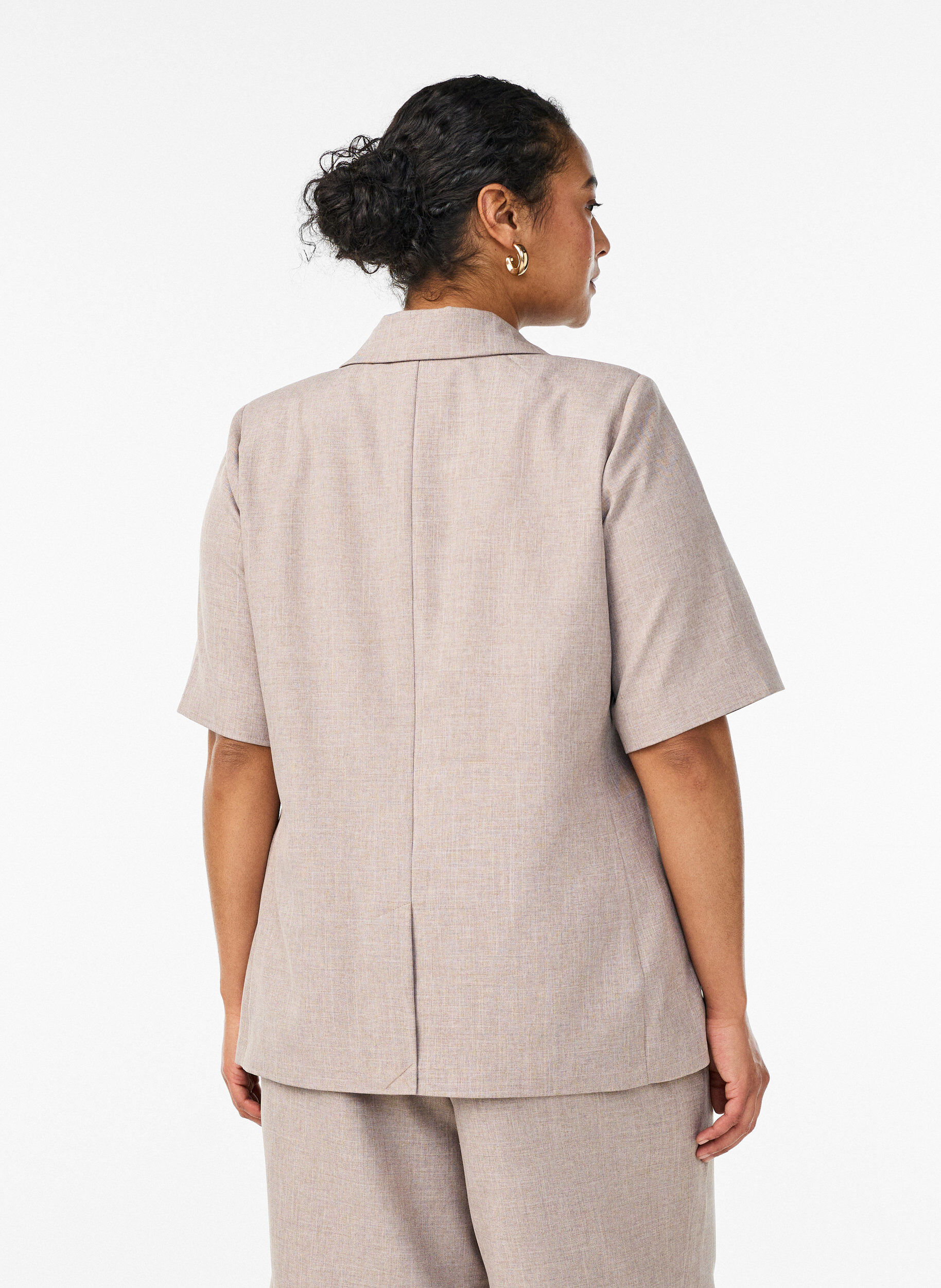 ZizziBlazer met korte mouwen en revers, Bruin, Model image number 2