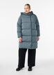 Lange gewatteerde jas met capuchon, Blauw, Model image number 1