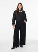 Viscose tuniek met parelgeborduurde kraag, Zwart, Model image number 1