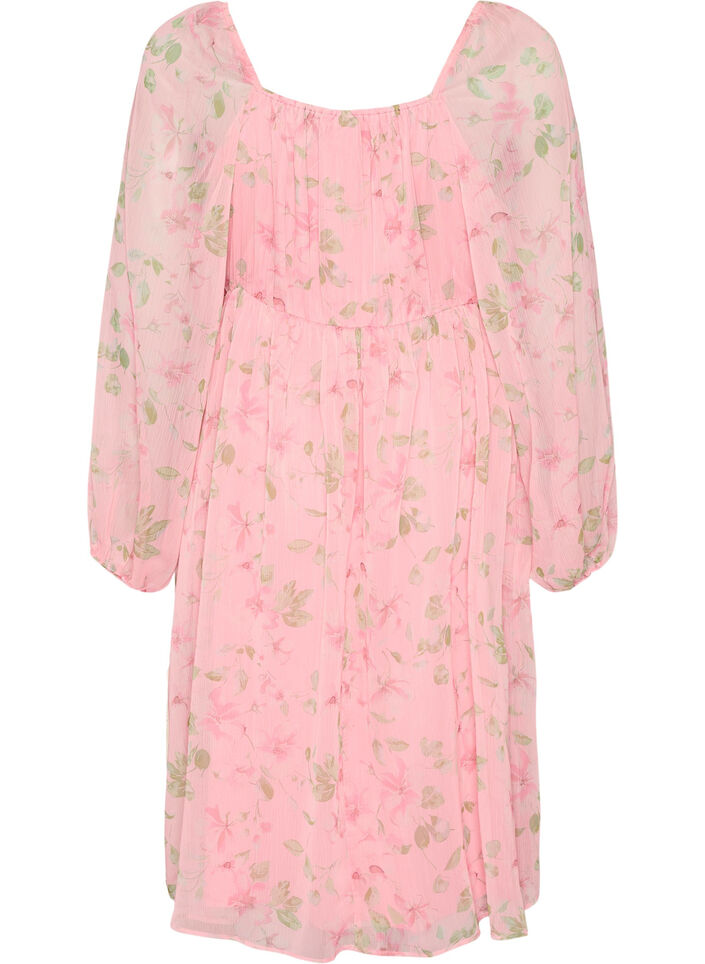 Chiffon feestjurk met lange mouwen, Roze, Packshot image number 1