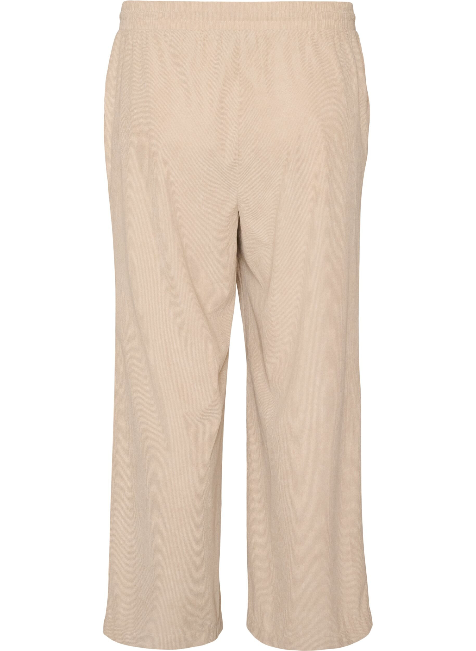 ZizziCorduroy broek met wijde pijpen en een hoge taille, Beige, Packshot image number 1