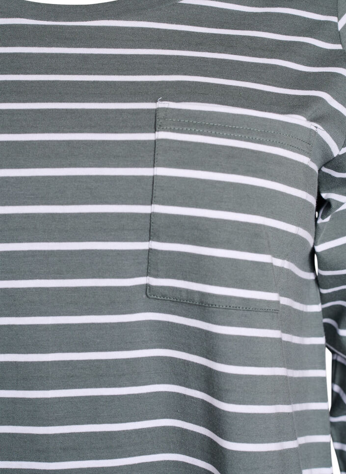 Gestreepte nachthemd in biologisch katoen, Groen, Packshot image number 2