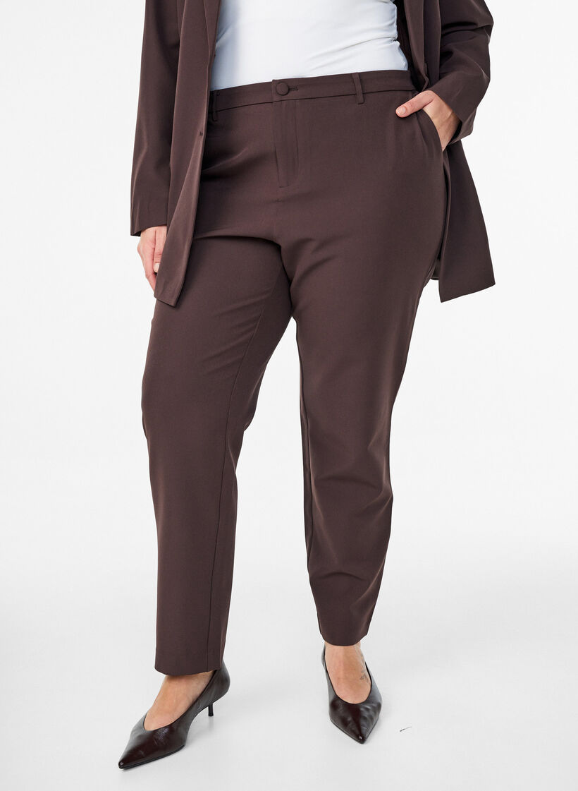Broek met zakken en rechte pijpen, Bruin, Model image number 2