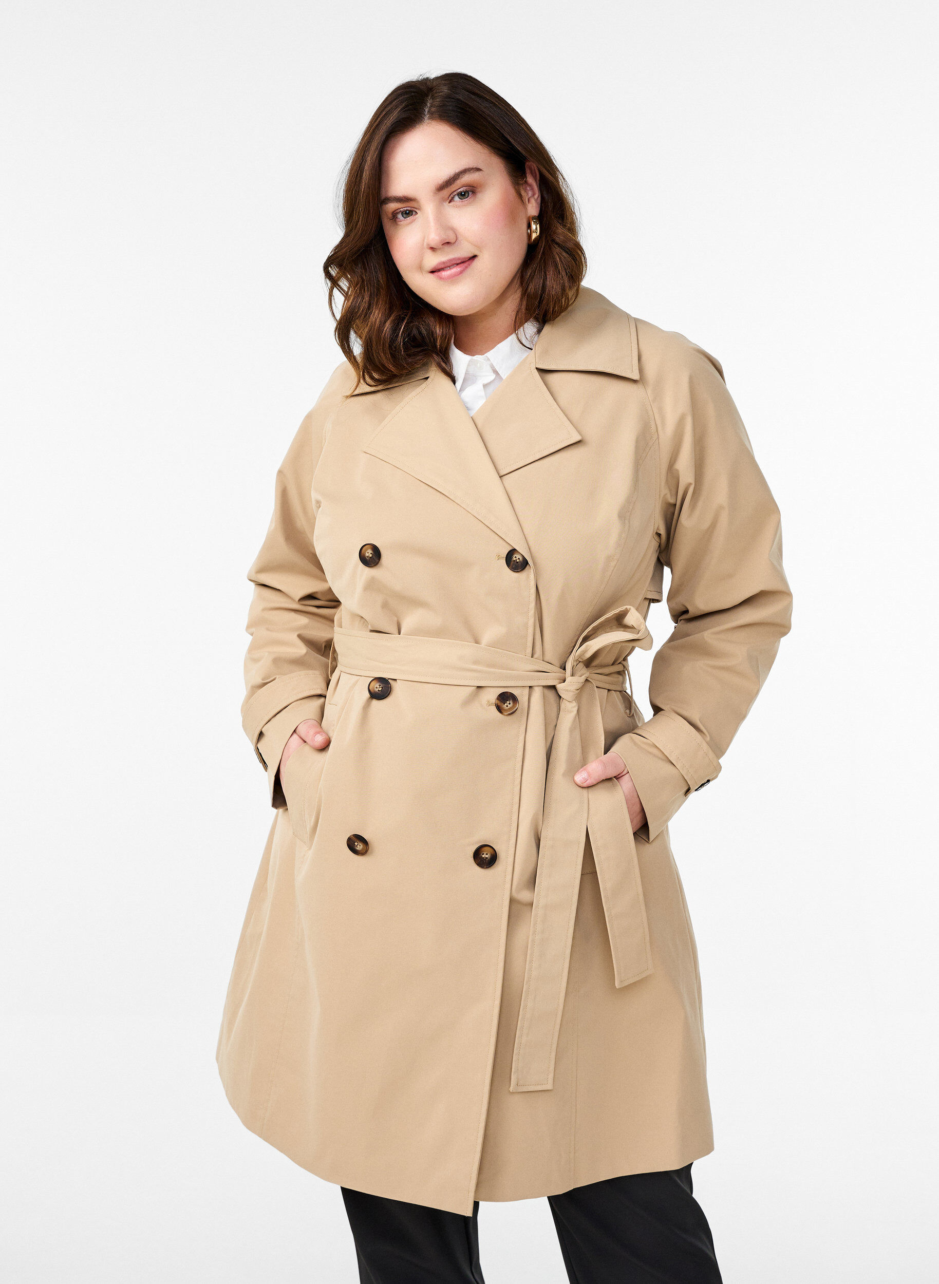 Trench-coat mi-long avec ceinture, Incense, Model