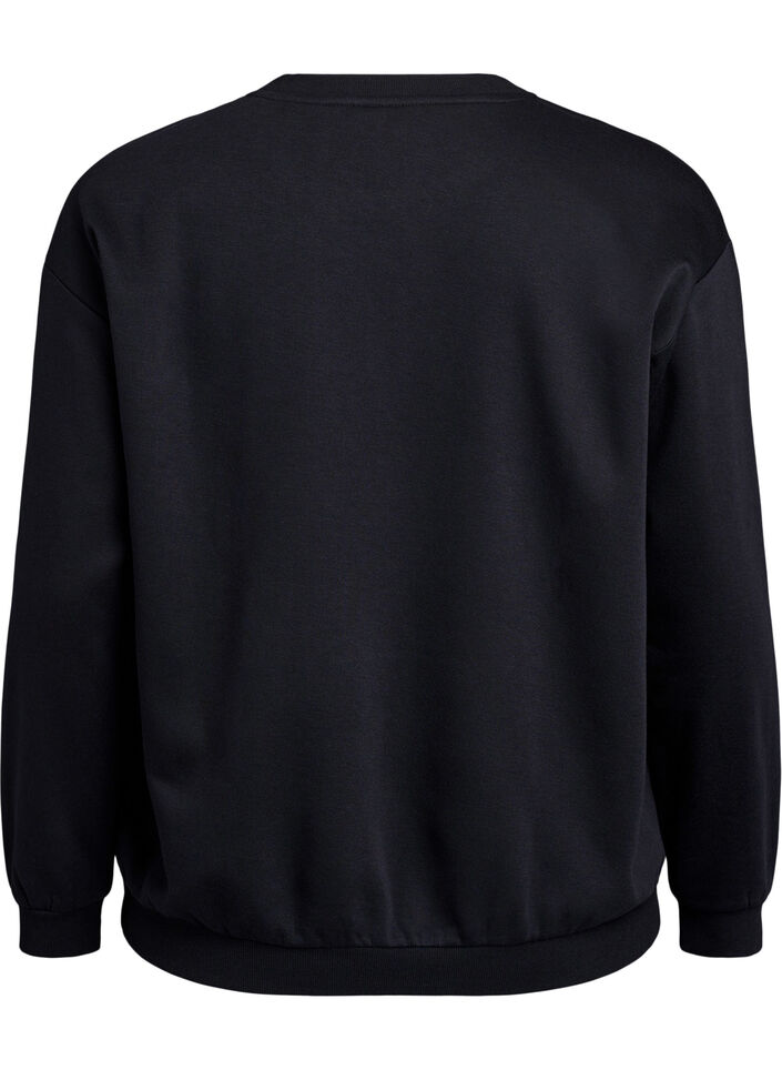 Sweatshirt met motief aan de voorkant, Zwart, Packshot image number 1