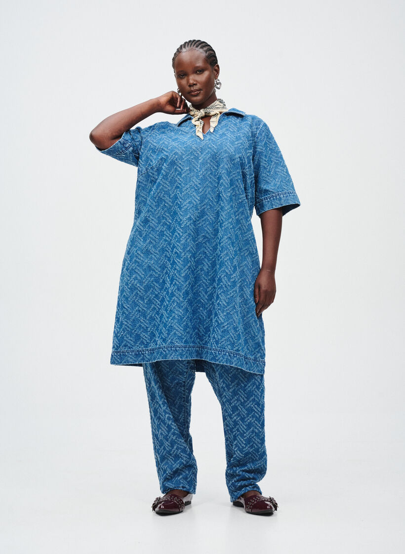 Denim set met details, , Model