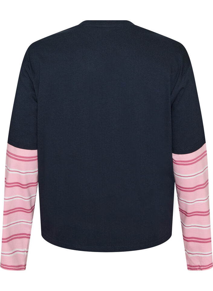 T-shirt met een sportieve gelaagde look, Blauw, Packshot image number 1