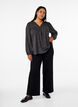 Blouse met lange mouwen met glitter en patroon, Grijs, Model image number 1