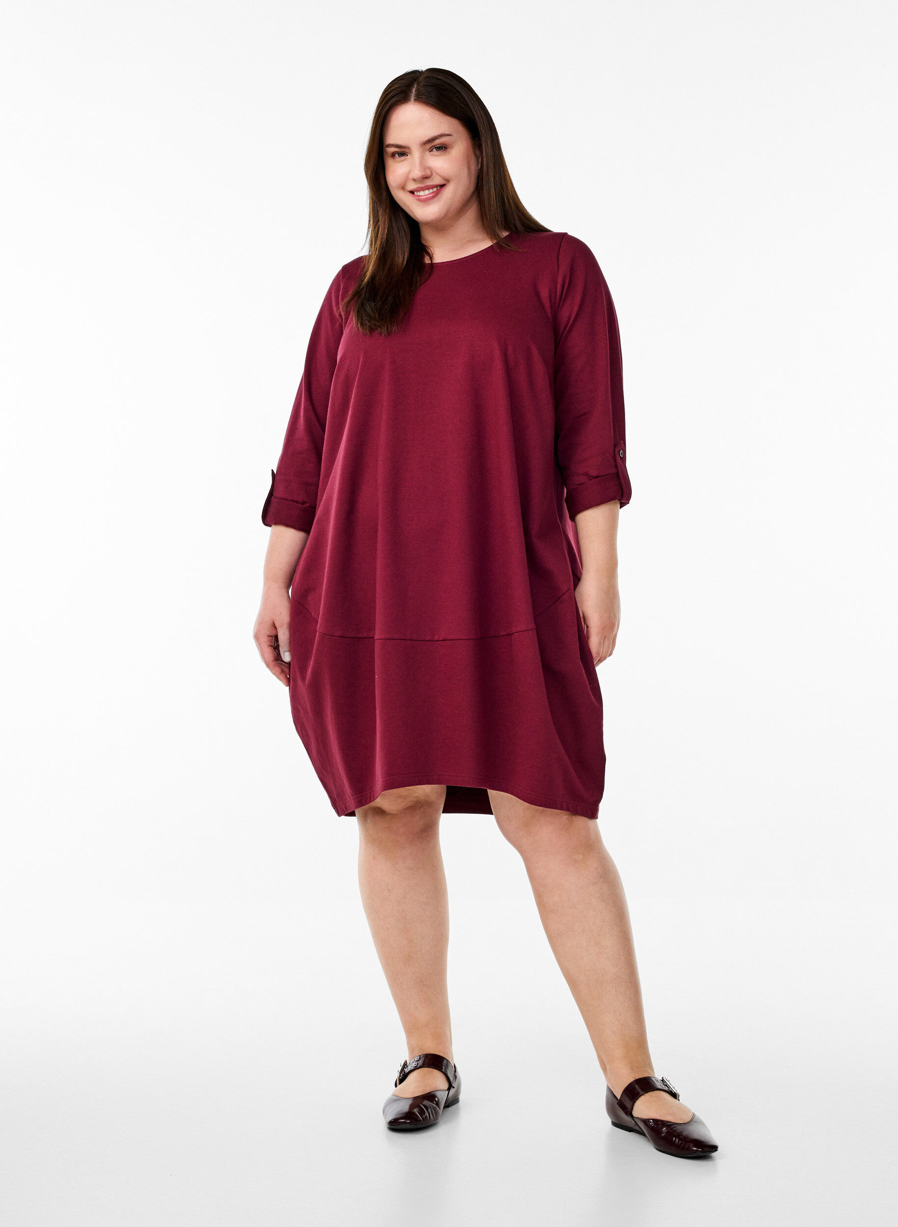 ZizziBallonjurk met zakken, Donker Bordeaux, Model image number 1
