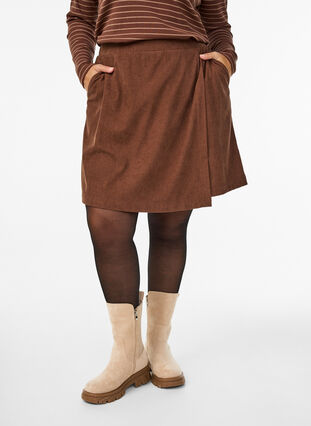 ZizziKorte rok van corduroy, Fondue Fudge, Model image number 2