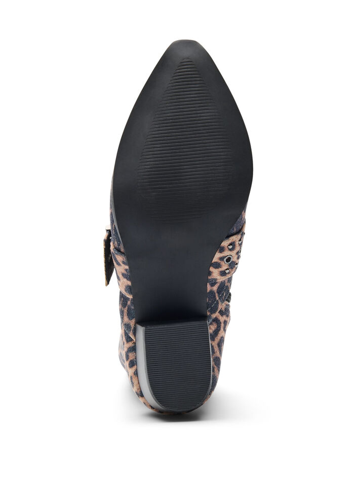 Wide fit - Luipaard print enkellaarsje met gesp en studs, Leopard AOP, Packshot