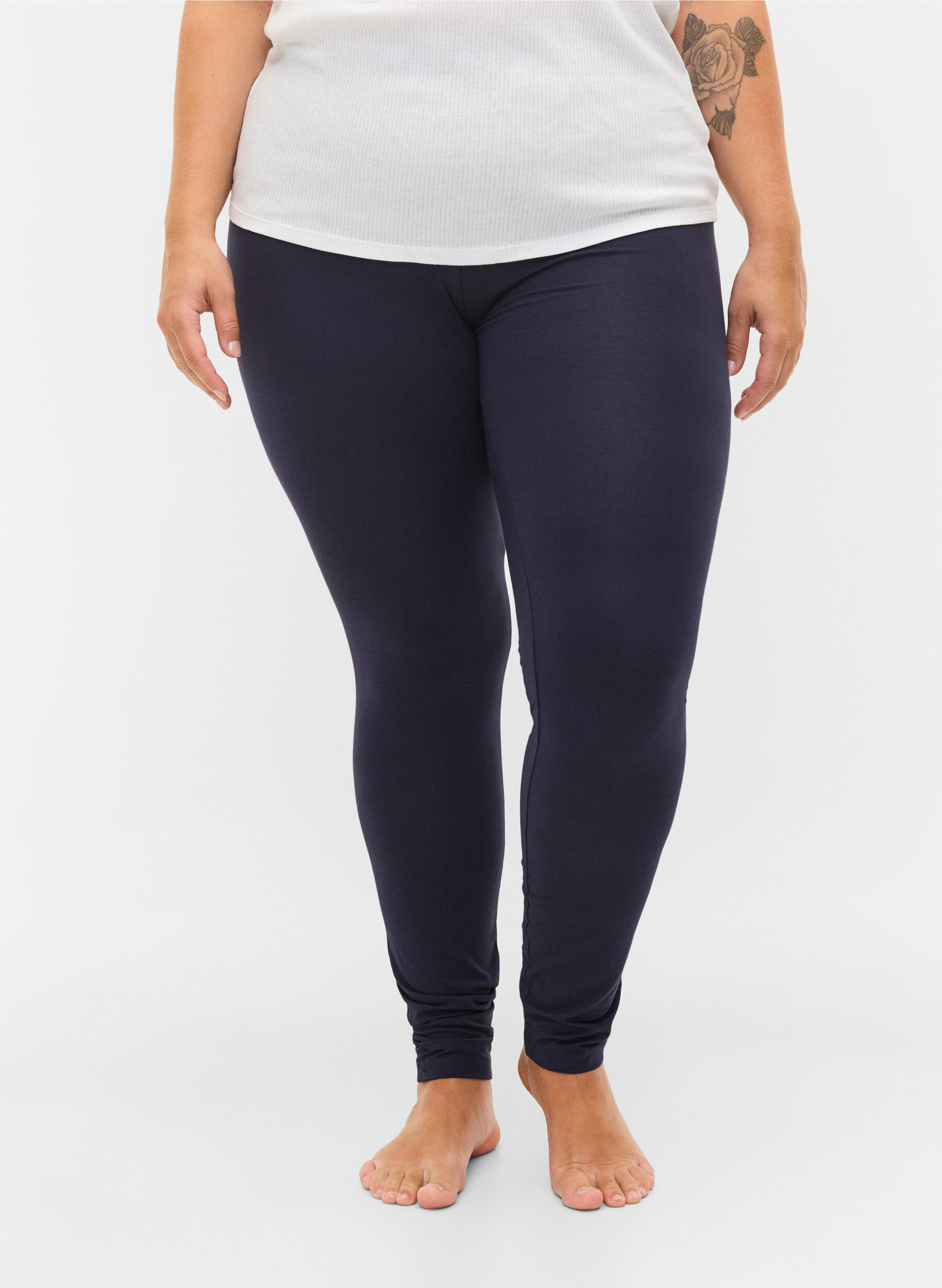 ZizziBasic legging in viscose, Blauw, Model image number 3