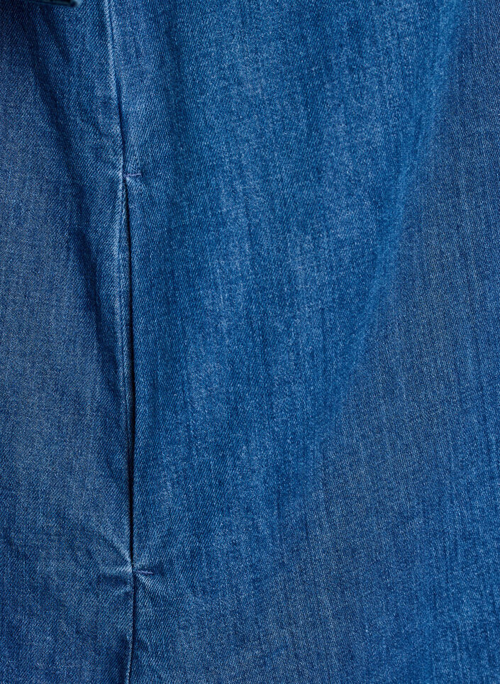 Denimjurk met knoopsluiting en strikdetail, Blauw, Packshot image number 3