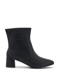 Wide fit - Enkellaarzen met rhinestones, Zwart Wide fit - Enkellaarzen met rhinestones