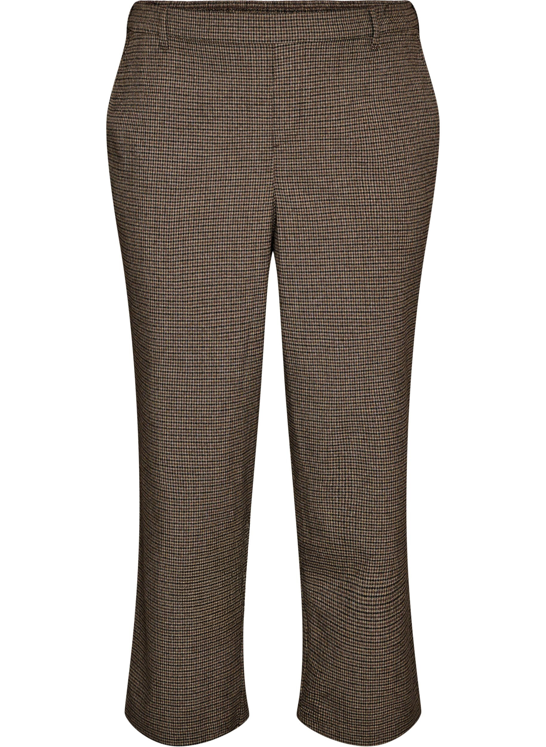 Broek met klein ruitpatroon en rechte pijpen