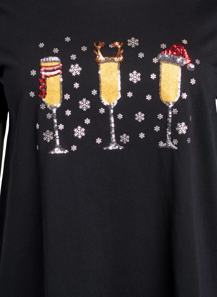 Kerst T-shirt van biologisch katoen, Zwart, Packshot image number 2