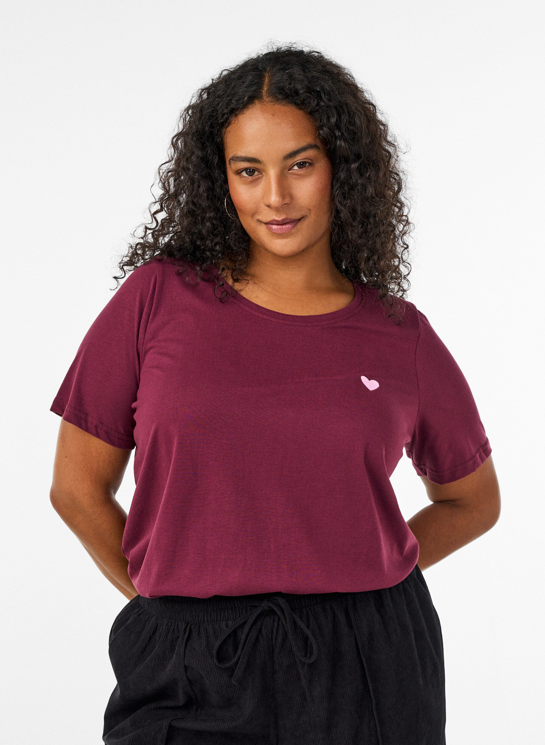 T-shirt met print, Rood, Model