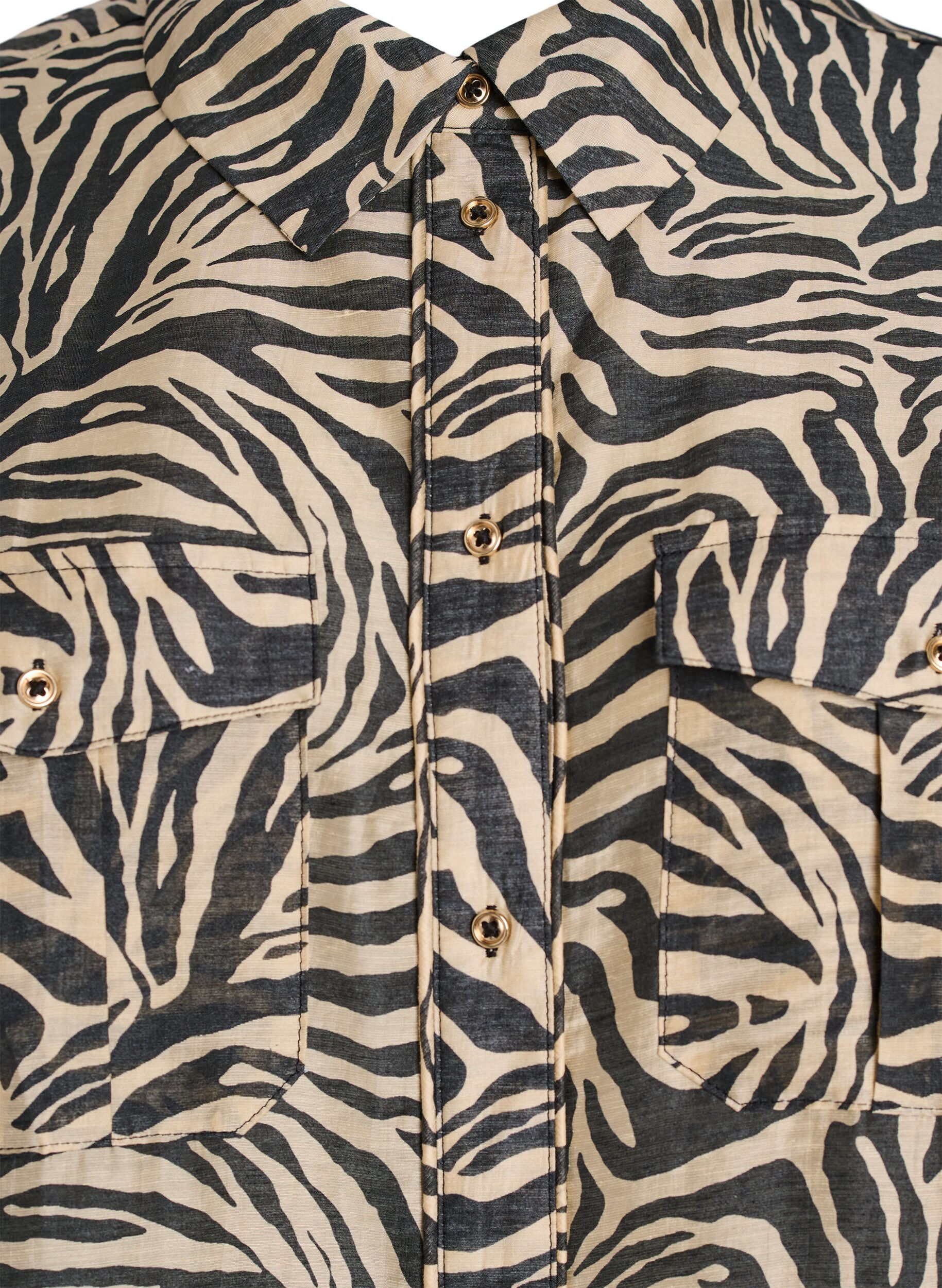 ZizziLos shirt met dierenprint en borstzakken, Zwart, Packshot image number 2
