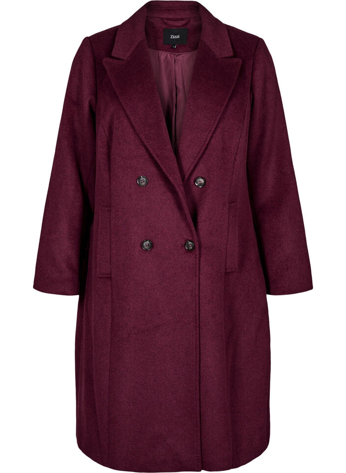 Wollen jas met dubbele knoopsluiting, Maroon Banner Mel., Packshot