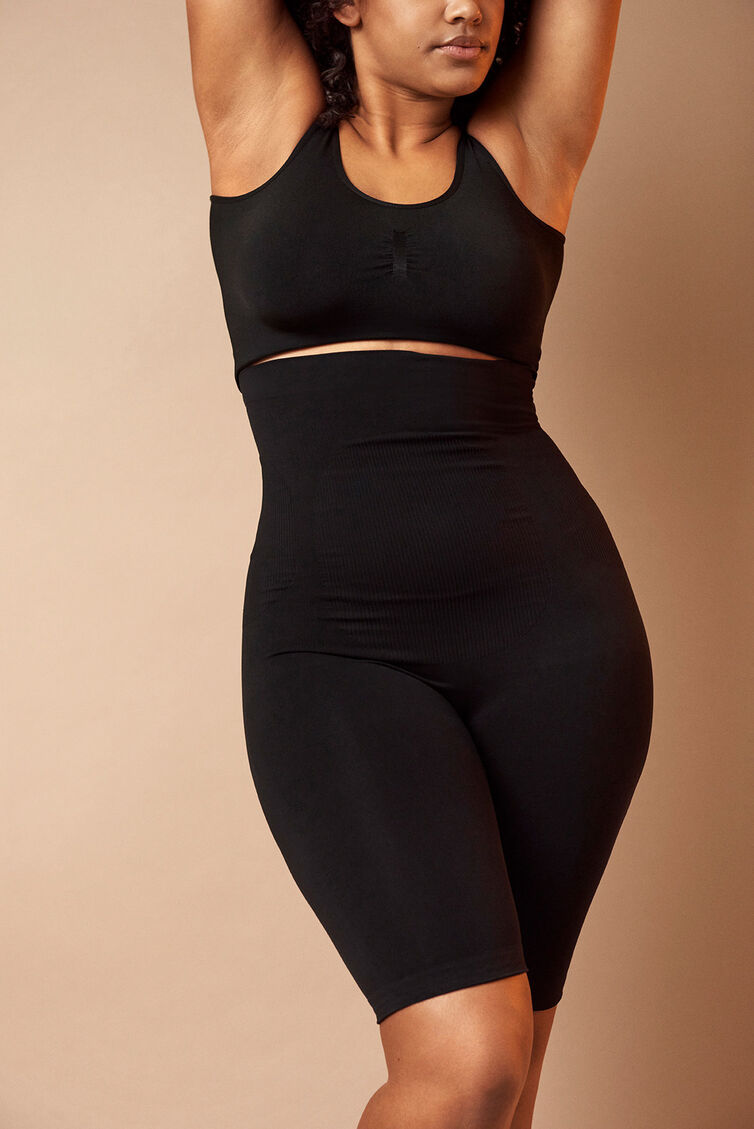 Shapewear shorts met hoge taille, Black, Image