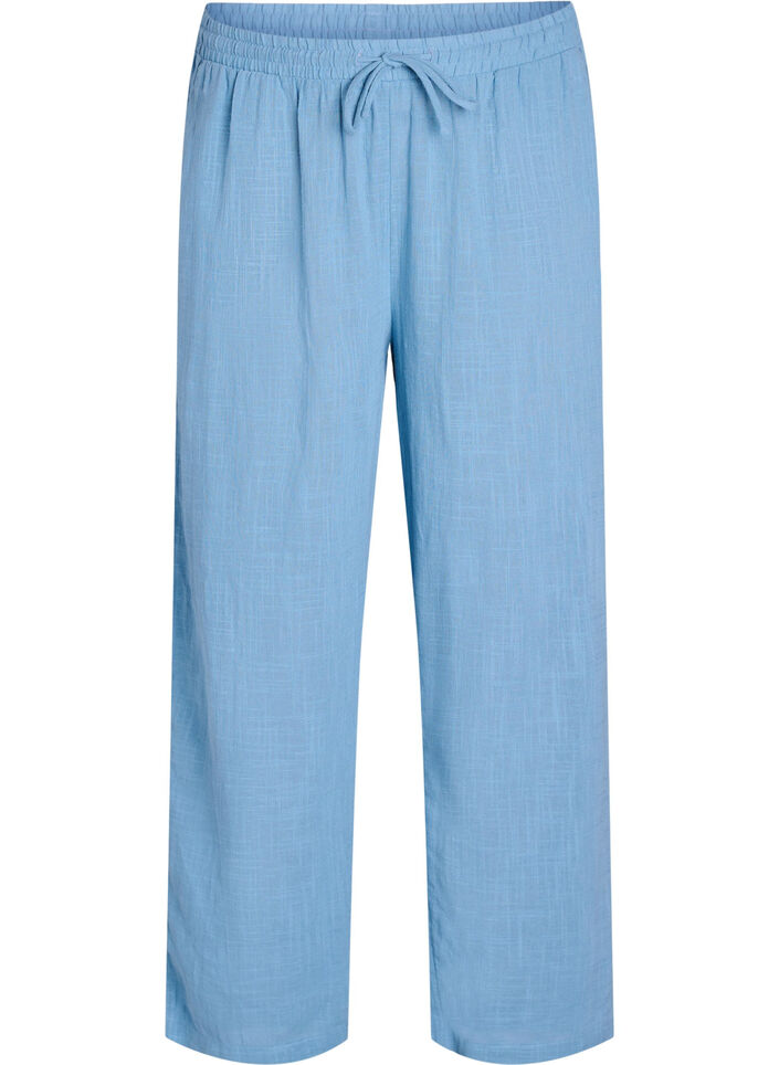 FLASH - Broek met rechte pijpen en een hoge taille, Blauw, Packshot image number 0