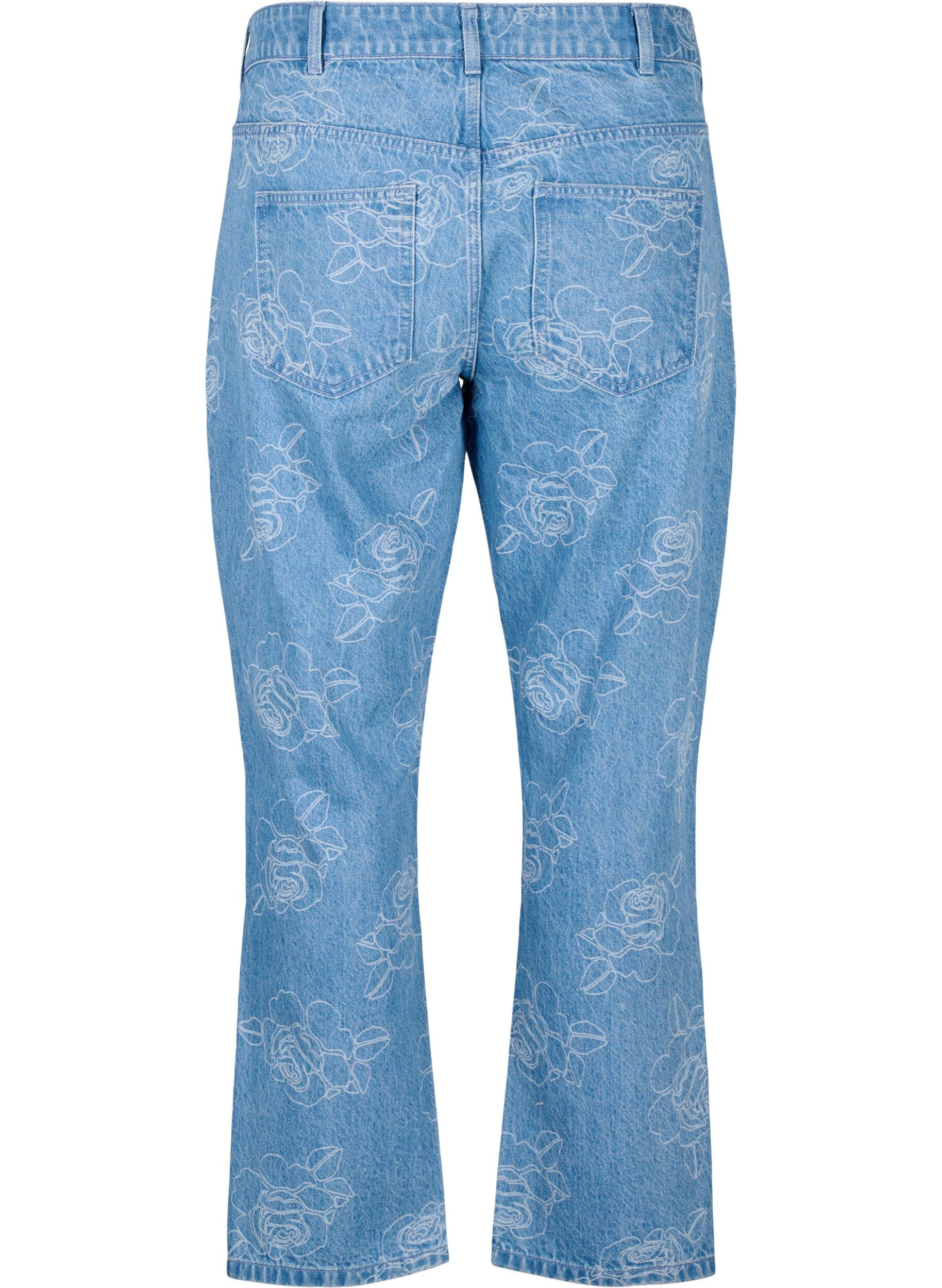 ZizziVera bloemenprint jeans, Blauw, Packshot image number 1