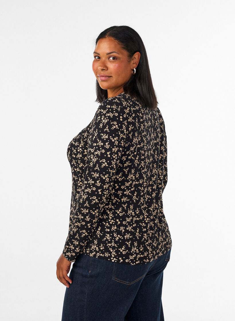 Blouse met lange mouwen, Zwart, Model image number 2