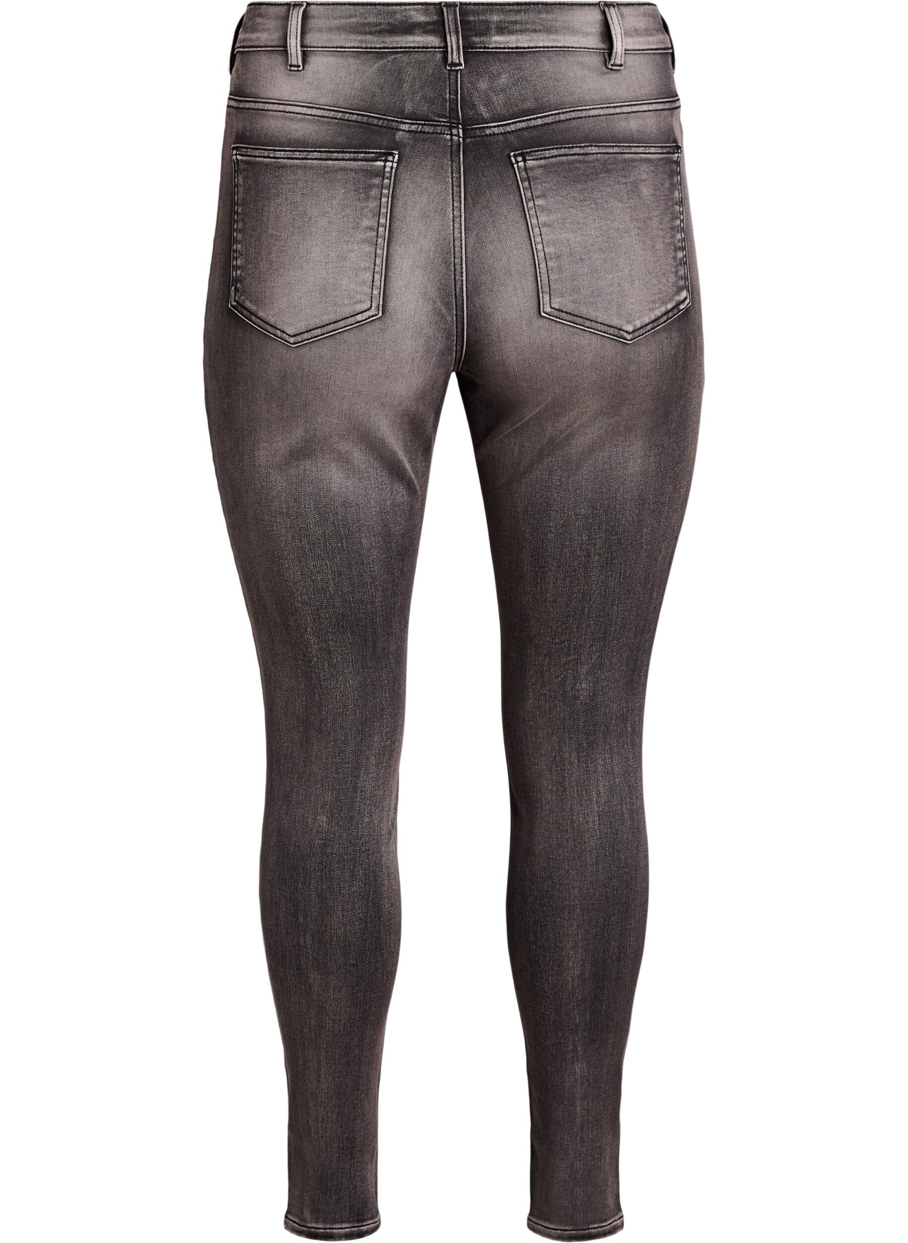 ZizziSuper slim Amy jeans met hoge taille, Grijs, Packshot image number 1