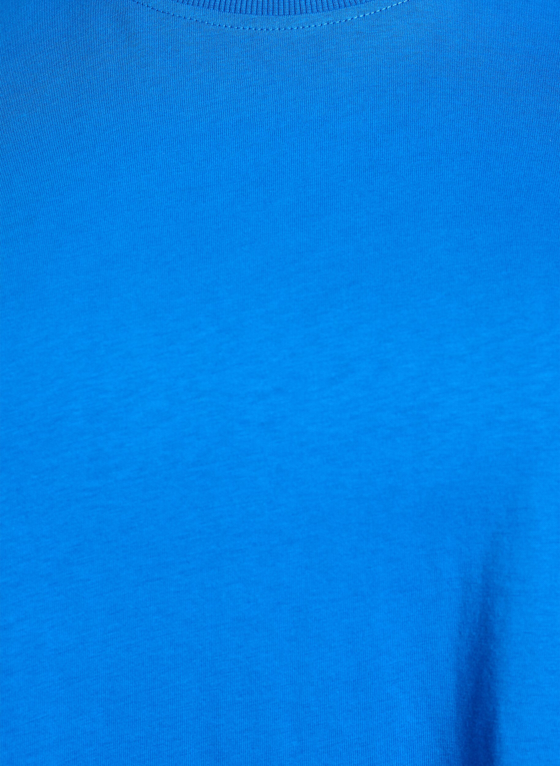 Zizzi T-shirt basique en coton &agrave; col rond, Bleu, Packshot image number 2