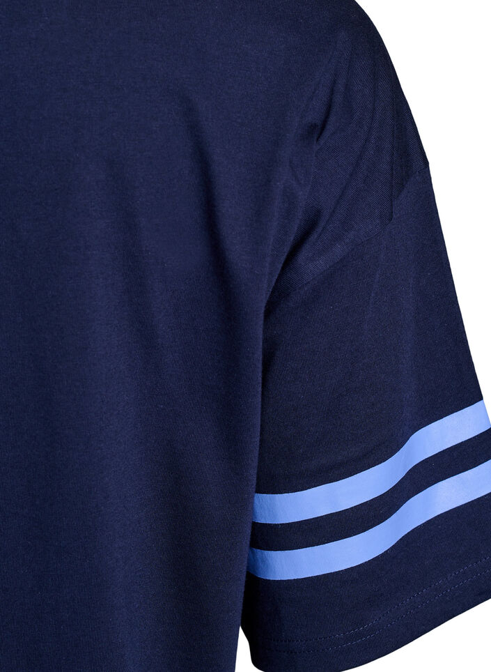 Sportief oversized college T-shirt, Blauw, Packshot image number 3