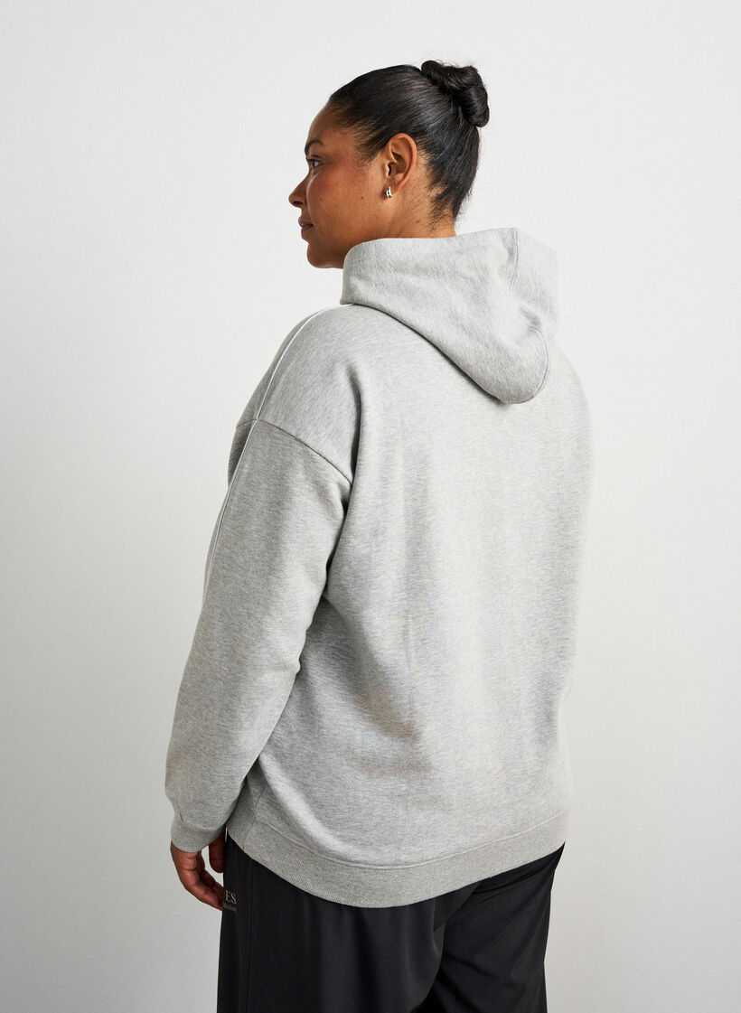 Hoodie met geborduurd motief, Grijs, Model image number 2