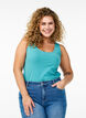 Effen basic top in katoen, Blauw, Model image number 0