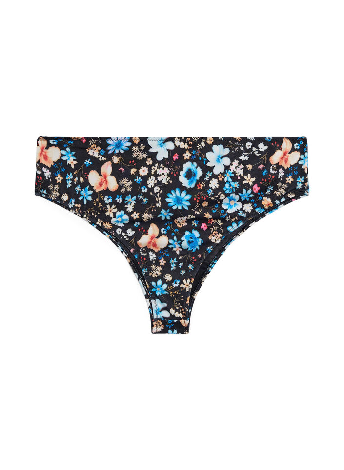 Bloemen brazilian bikini broekje, Blauw, Packshot image number 1
