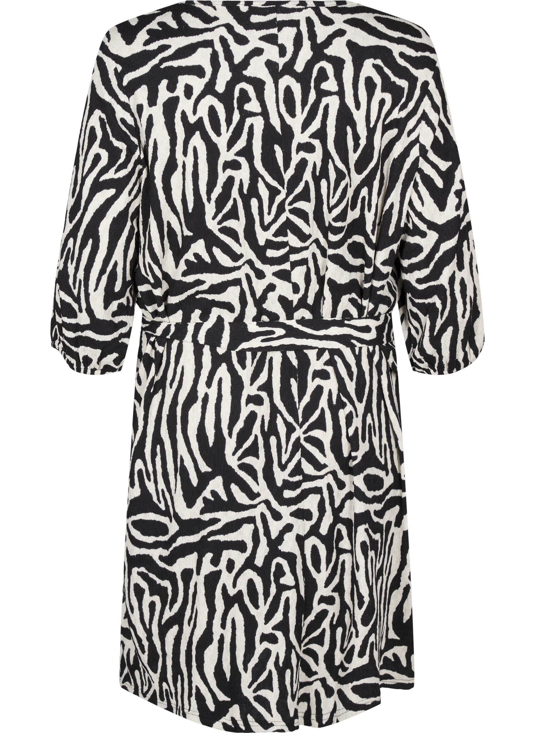 ZizziJurk met 3/4 mouwen en zebraprint, Zwart, Packshot image number 1